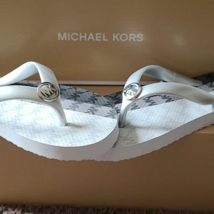Michael Kors NWT Silver Multi Flip Flops